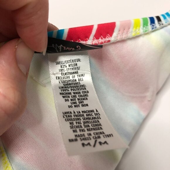 new Old Navy Yellow Red Blue Rainbow Striped String Bikini Swim Top SIZE M - Picture 4 of 8